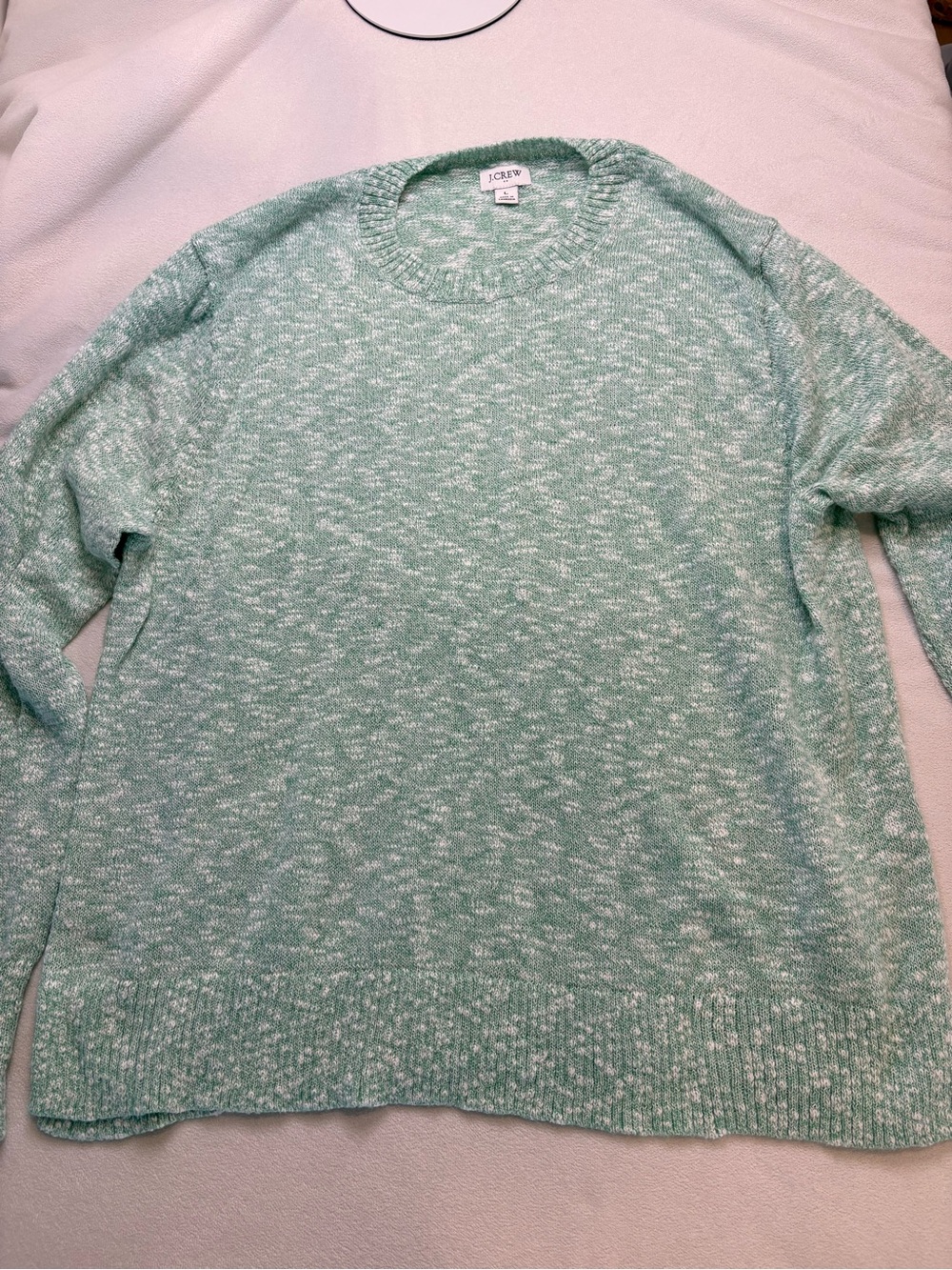J. Crew Mint Marled Scoopneck Sweater